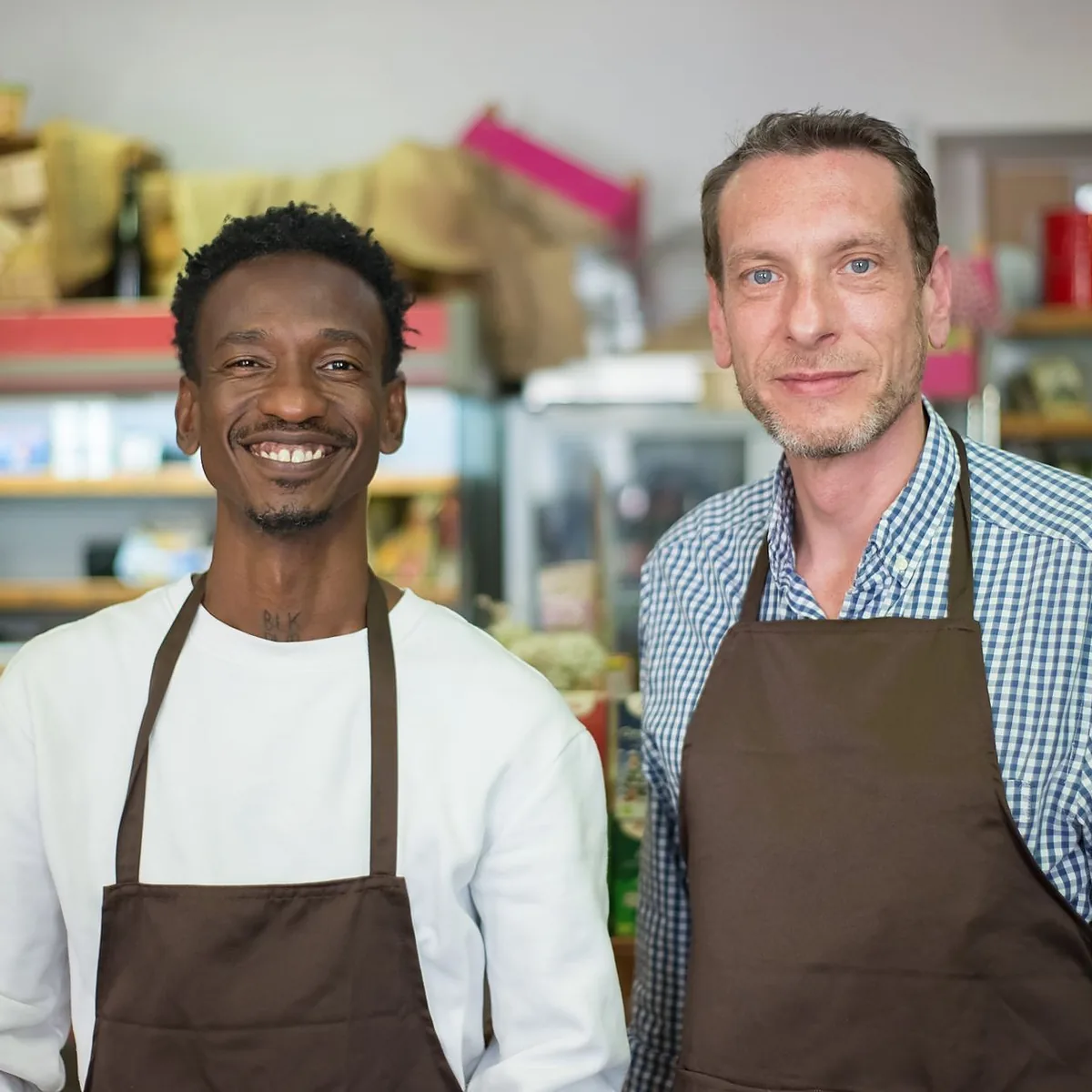 Właściciel małego lokalu gastronomicznego przy pracy w kuchni
